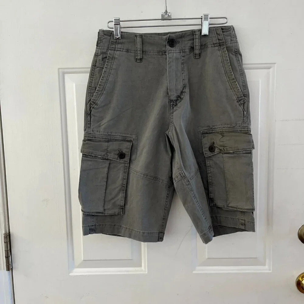 American Eagle Men's Dark Gray Lived-In Cargo Summer Coachella Shorts Sz 26